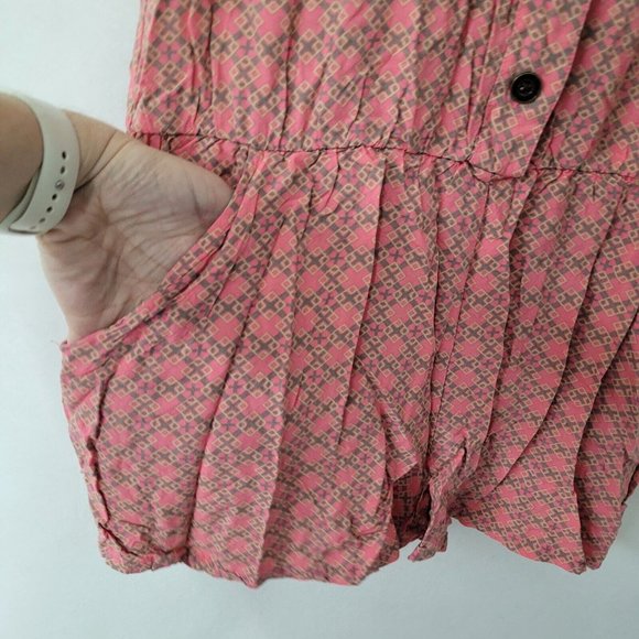 Matilda Jane Solstice Romper Womens M Pink Floral Print Contrast Rayon Pockets - Picture 2 of 12